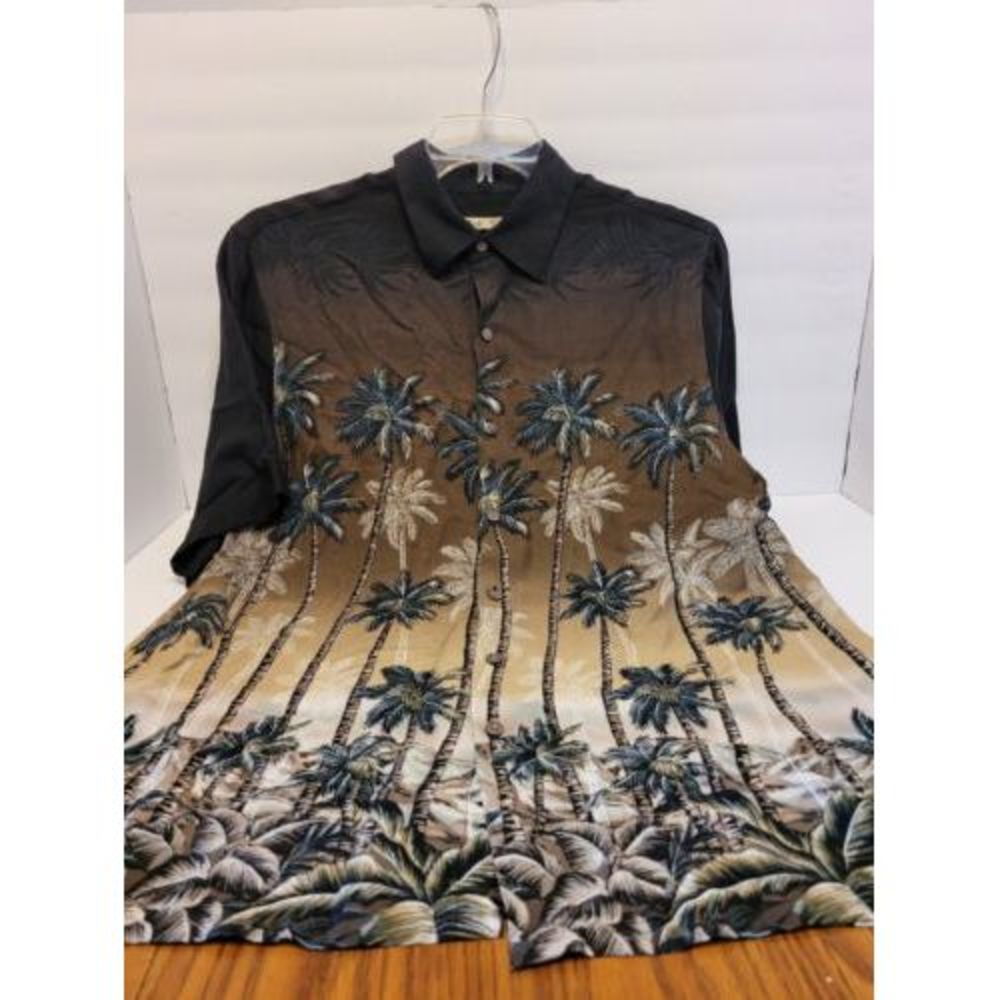 Batik Bay black/brown Hawaiian camp shirt,‎ mens size M